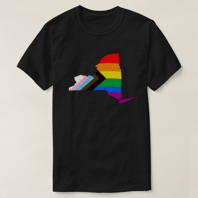 New York State Pride LGBTQ Progress Pride T-Shirt (Design Front)
