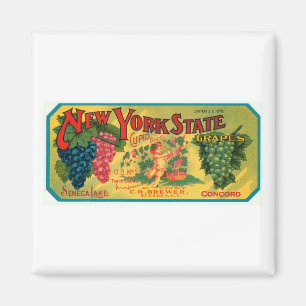 New York State Seneca Lake Grapes Vintage Crate La Magnet