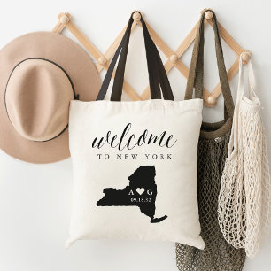 New York State Silhouette Wedding Welcome Tote Bag