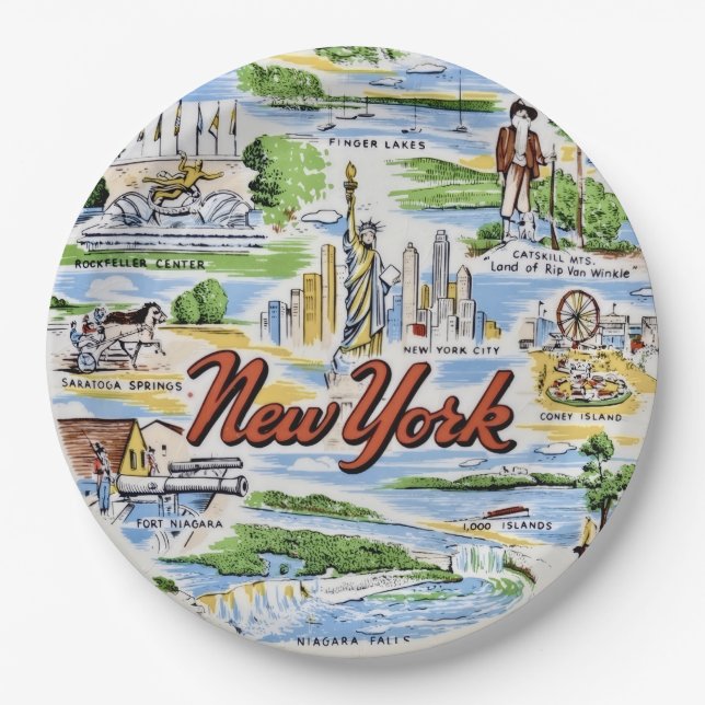 New York State Sites Paper Plates (Front)