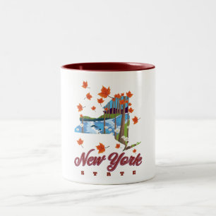 New York State Travel poster Two-Tone Coffee Mug