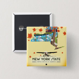 New York State Vintage travel poster 15 Cm Square Badge