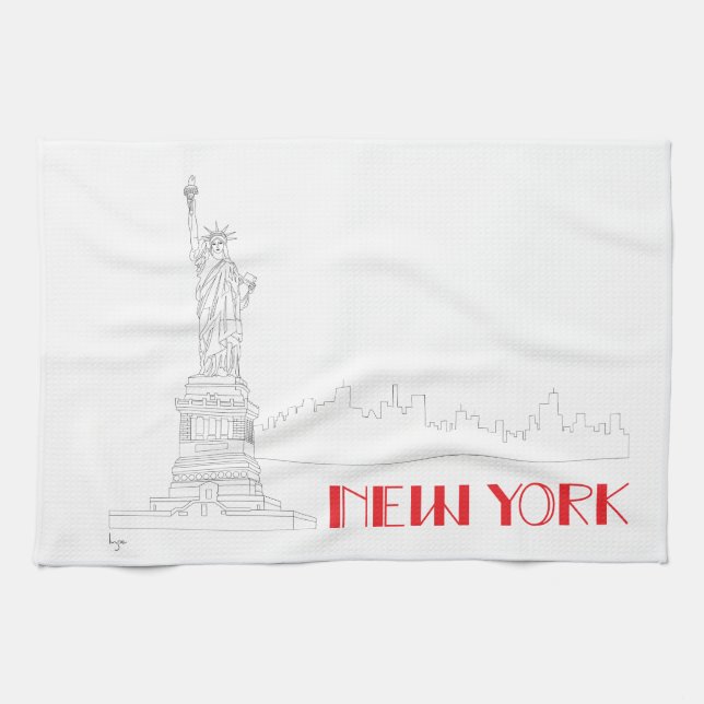 New-York, Statue-of-Liberty Cool Tea Towel (Horizontal)