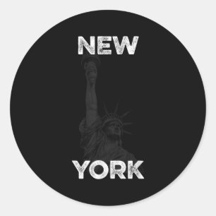 New York Statue Of Liberty Halftone Effect Classic Round Sticker