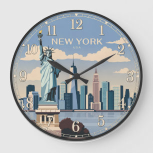 New York Statue of Liberty Large Clock