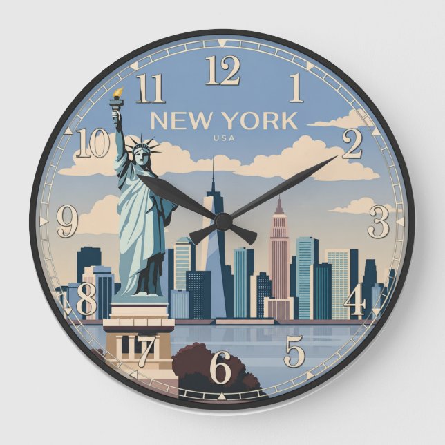 New York Statue of Liberty Large Clock (Front)