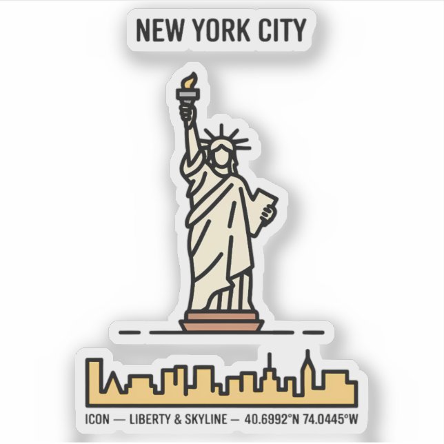 New York Statue of Liberty Minimalist Line Art (Front)