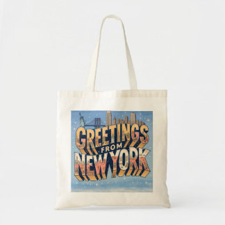 New York Statue of Liberty Postcard Art Tote Bag