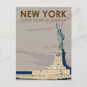 New York Statue of Liberty Retro Postcard