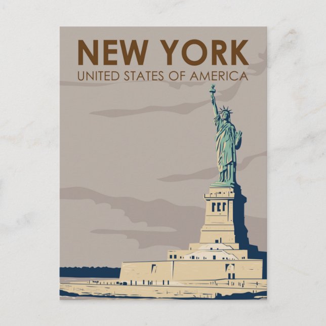 New York Statue of Liberty Retro Postcard (Front)