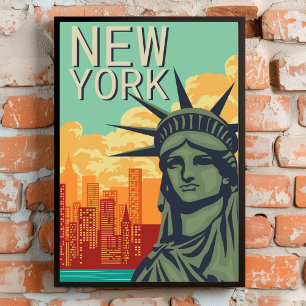 NEW YORK Statue of Liberty Retro Poster