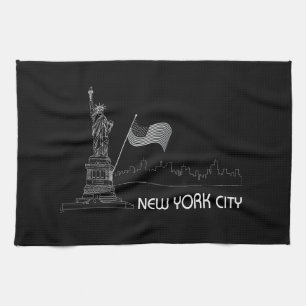 New York - Statue of Liberty USA Flag Tea Towel