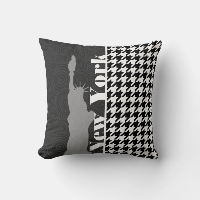 New York, Statue of Libety Houndstooth Cushion (Front)