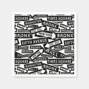 New York Street Names, Famous Places in NYC Napkin
