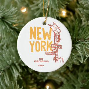 New York Street Sign Christmas Ornament