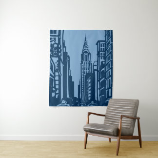 New York Street Tapestry Deep Blue