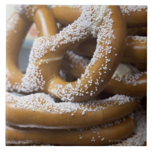 New York street vendor's huge pretzels for sale Tile