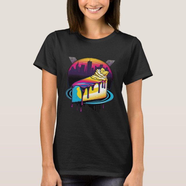 New York Style Cheesecake Synthwave 80s Retrowave  T-Shirt (Front)
