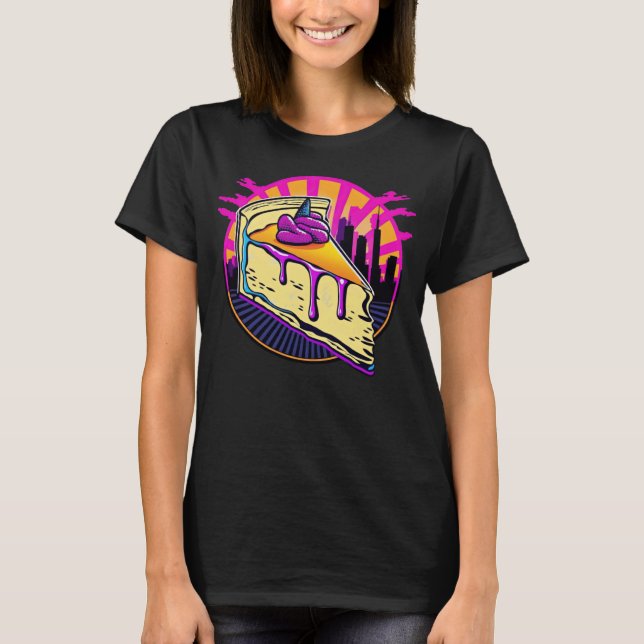 New York Style Cheesecake Synthwave 80s Retrowave  T-Shirt (Front)