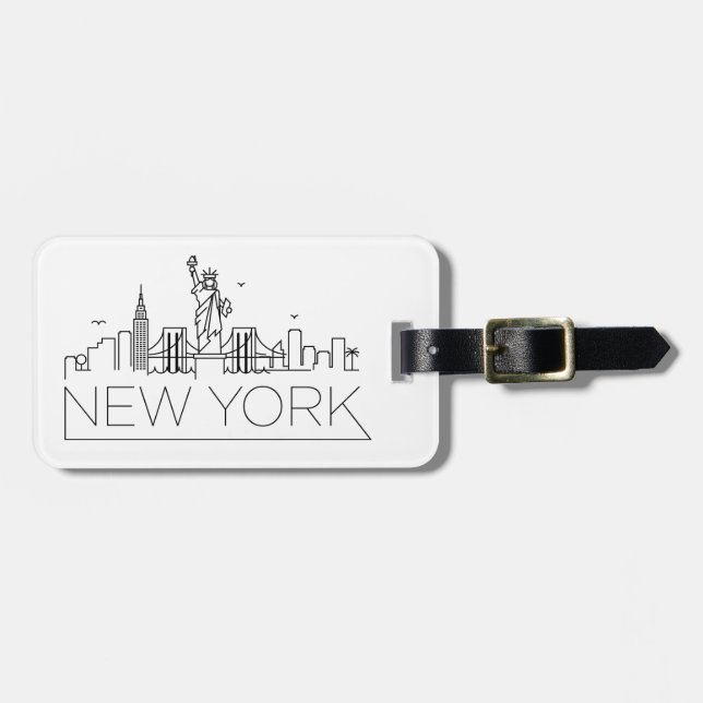 New York Stylised Skyline Luggage Tag (Front Horizontal)