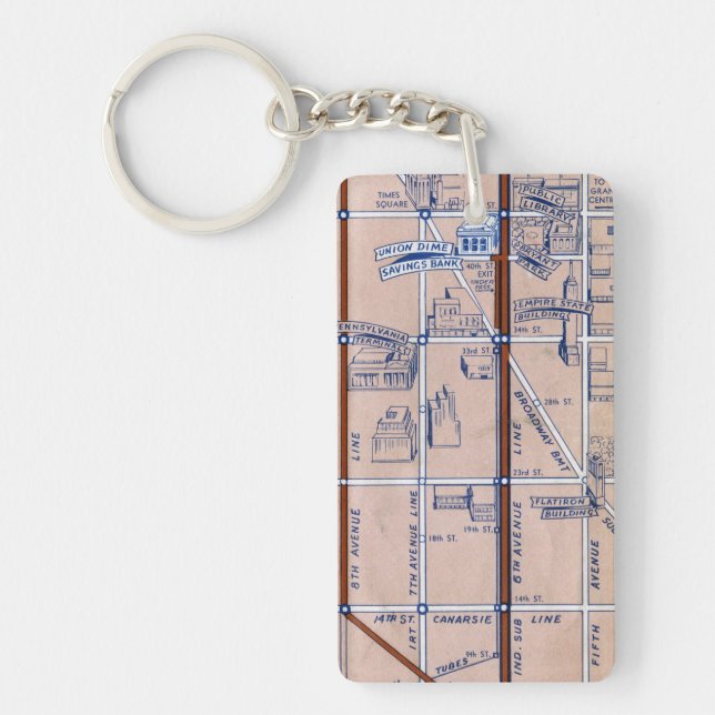 NEW YORK SUBWAY MAP, 1940 2 KEY RING (Front)