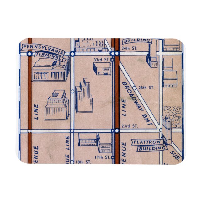 NEW YORK SUBWAY MAP, 1940 2 MAGNET (Horizontal)
