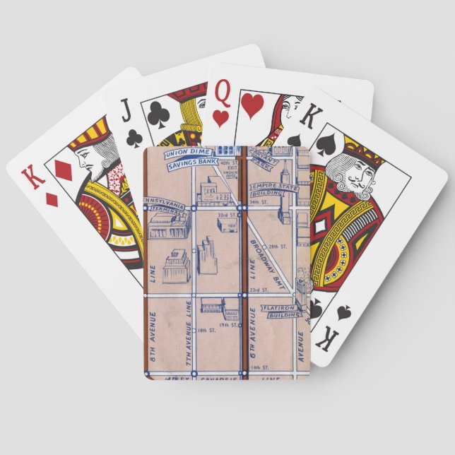 NEW YORK SUBWAY MAP, 1940 2 PLAYING CARDS (Back)