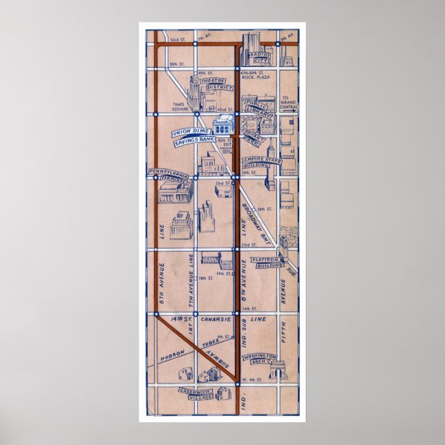 NEW YORK SUBWAY MAP, 1940 2 POSTER (Front)