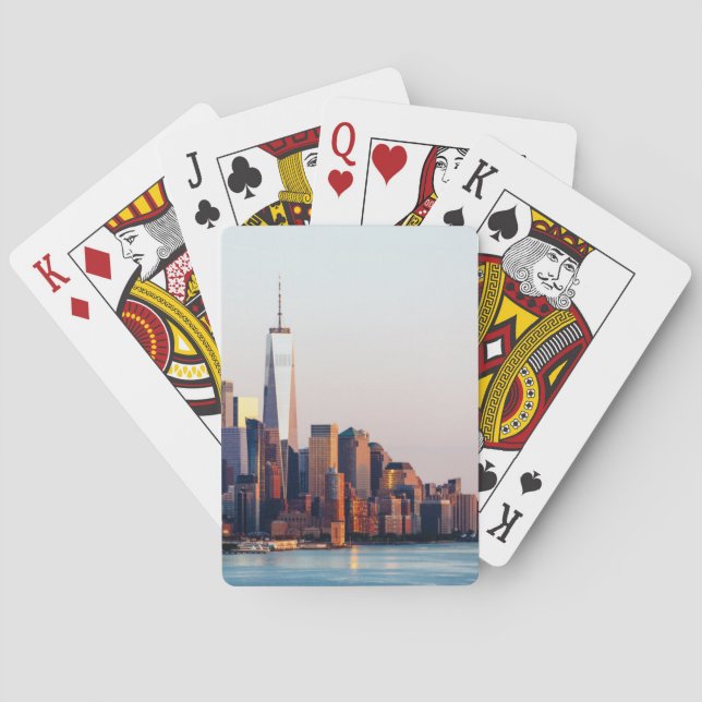 New York Sunset Skyline View of World Trade Center Playing Cards (Back)