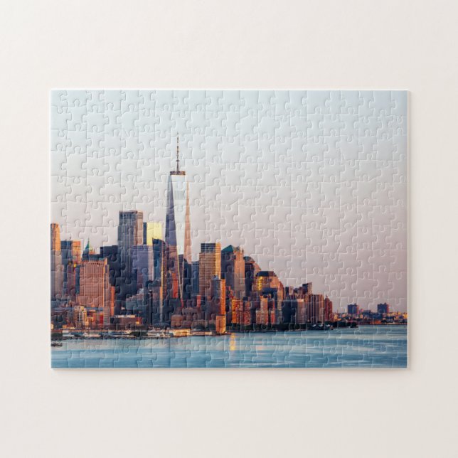 New York Sunset Skyline View of World Trade Centre Jigsaw Puzzle (Horizontal)