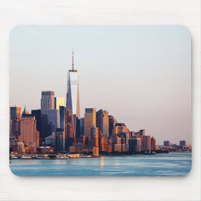 New York Sunset Skyline View of World Trade Centre Mouse Pad (Front)