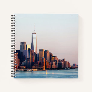 New York Sunset Skyline View of World Trade Centre Notebook