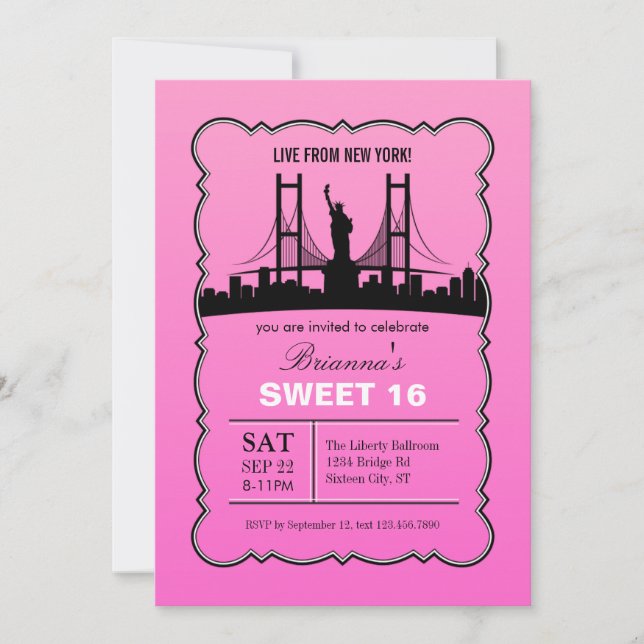 New York Sweet Sixteen Invitation (Front)