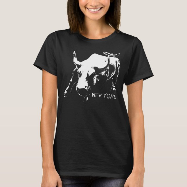New York T-Shirt Women's Bull Statue Organic Shirt (Front)