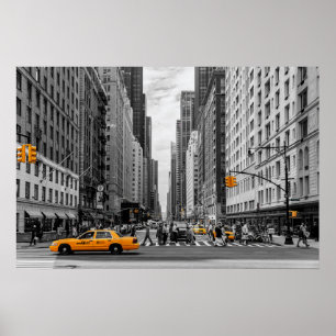 New York Taxi Urban City Colour Pop Photography Poster