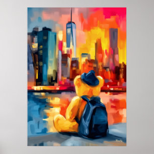 New York Teddy Fauvist Manhattan Skyline Print
