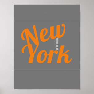 New York text design poster orange and grey modern