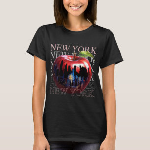 New York The Big Apple Fruit Silhouette City T-Shirt
