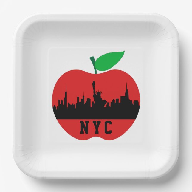 New York The Big Apple - New York State Paper Plate (Front)