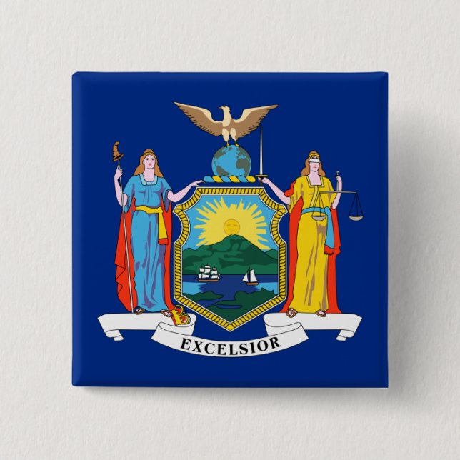 New York: The Empire State, Home Big Apple Flag 15 Cm Square Badge (Front)