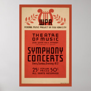 New York Theatre music WPA 1940 Vintage Poster