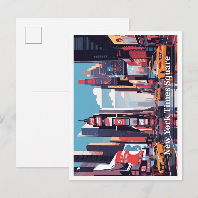 New York Times Square Pop Art Travel Illustration Postcard (Front/Back)