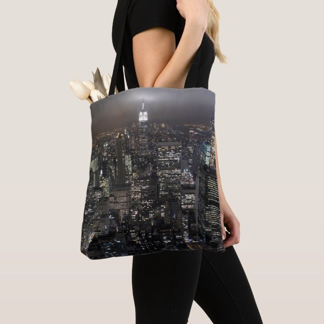 New York Tote Bag Personalised NYC City Lights Bag (Close Up)