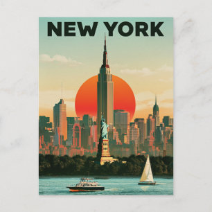 New York Travel Poster Postcard
