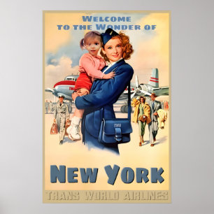 New York TWA Airlines Audrey Hepburn New Retro Poster