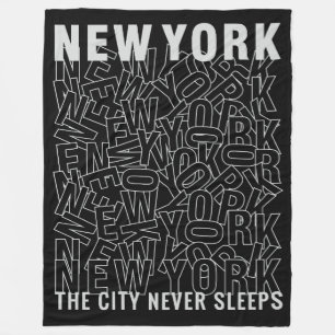 New York Typography fleece blankets