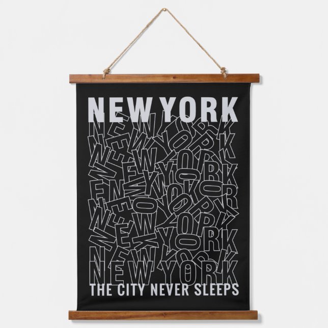 New York Typography Hanging Tapestry (Front)