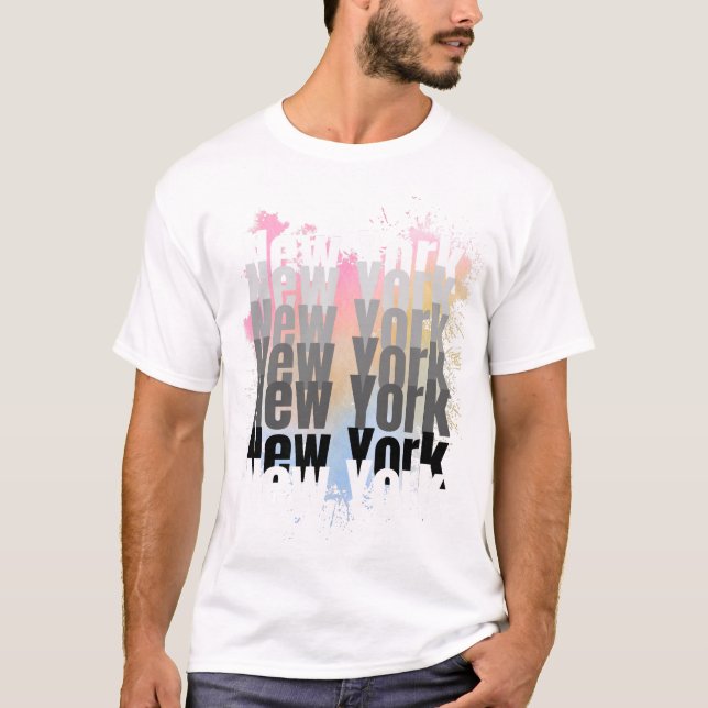 New York Typography Splash Art T-Shirt (Front)