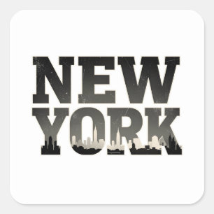 New York typography with skyline Square Sticker