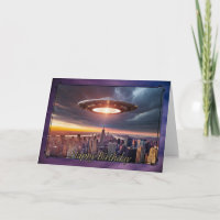 New York UFO Boy's Birthday Card